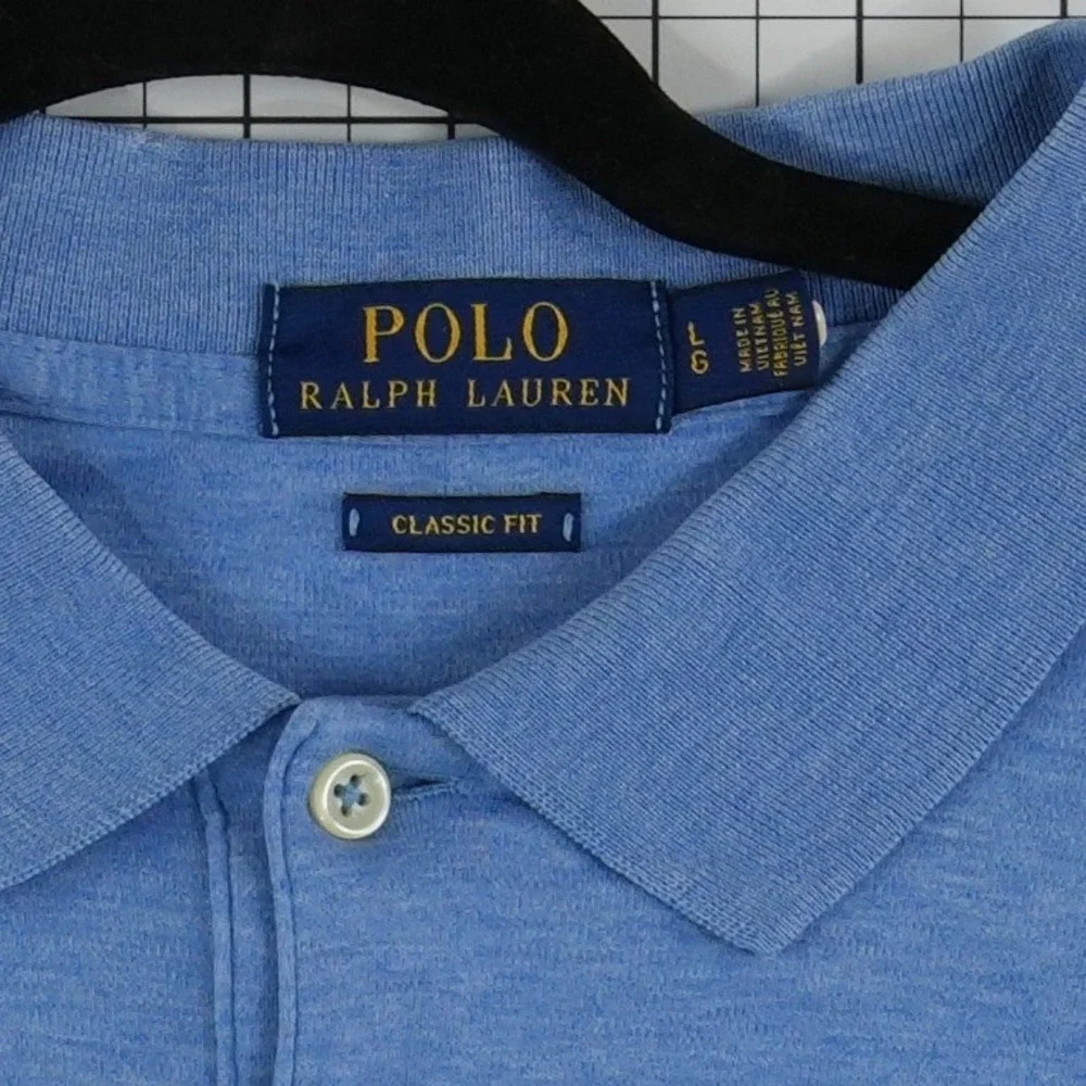 Polo Ralph Lauren Polo Shirt Top Men's Size Large Blue 100%‎ Cotton Classic Fit